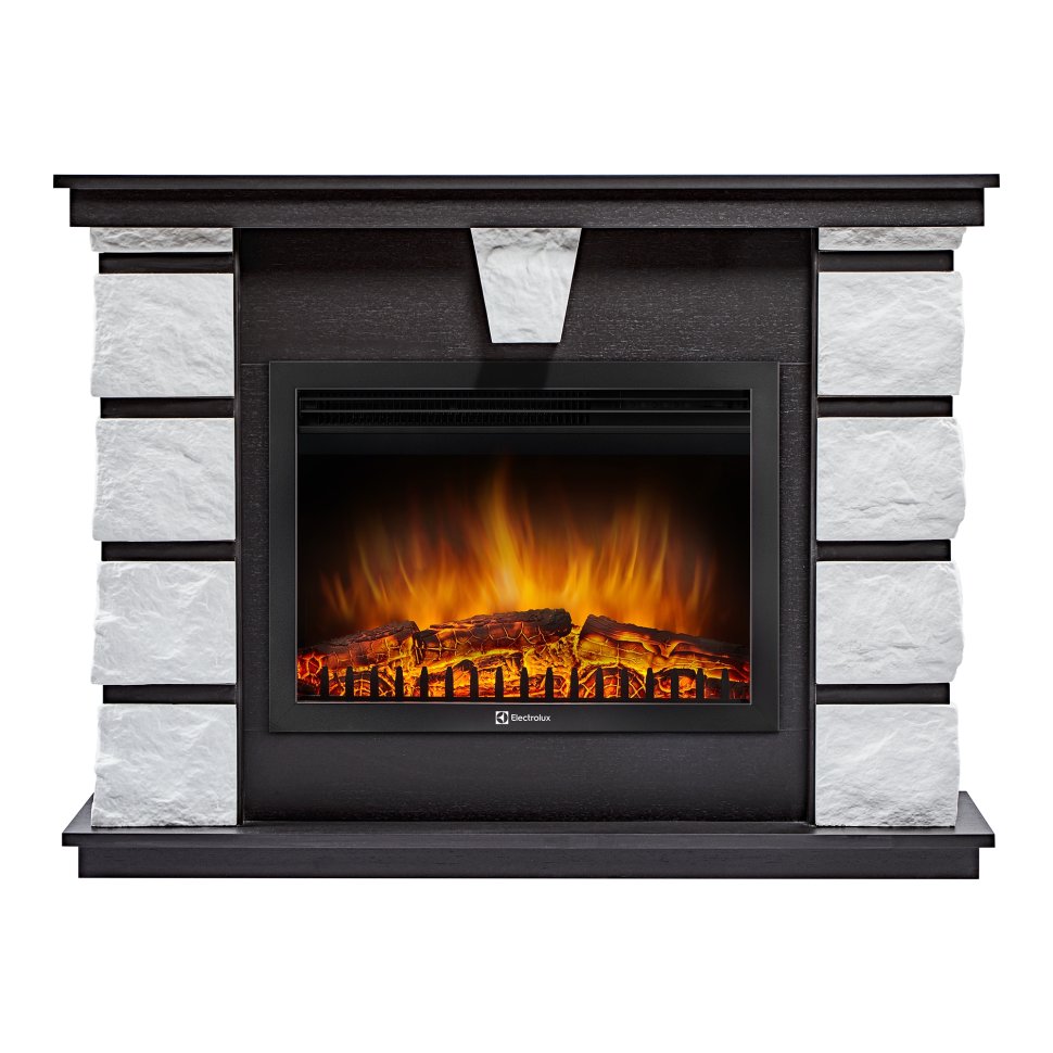 Каминокомплект Firelight Excalibur 25 с очагом Electrolux EFP/P-2520LS камень белый/шпон венге