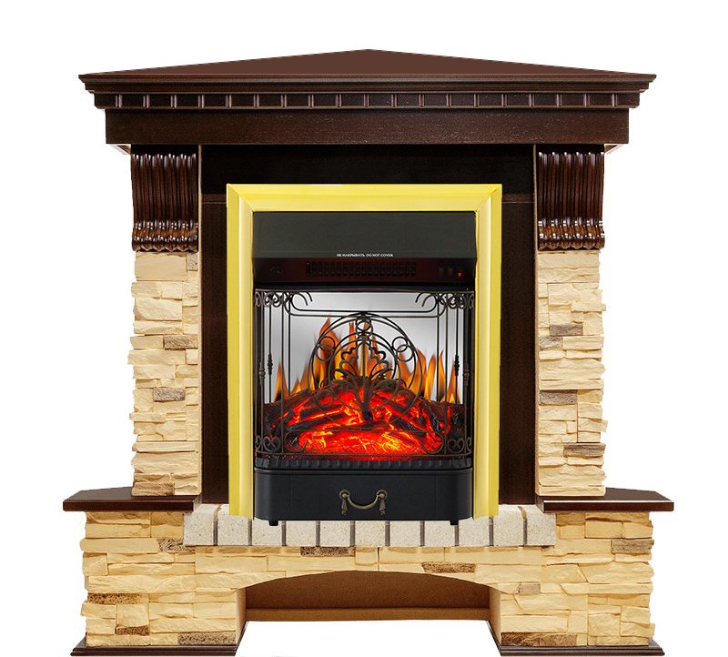 Каминокомплект Royal Flame Pierre Luxe сланец угловой с очагом Majestic FX M Brass