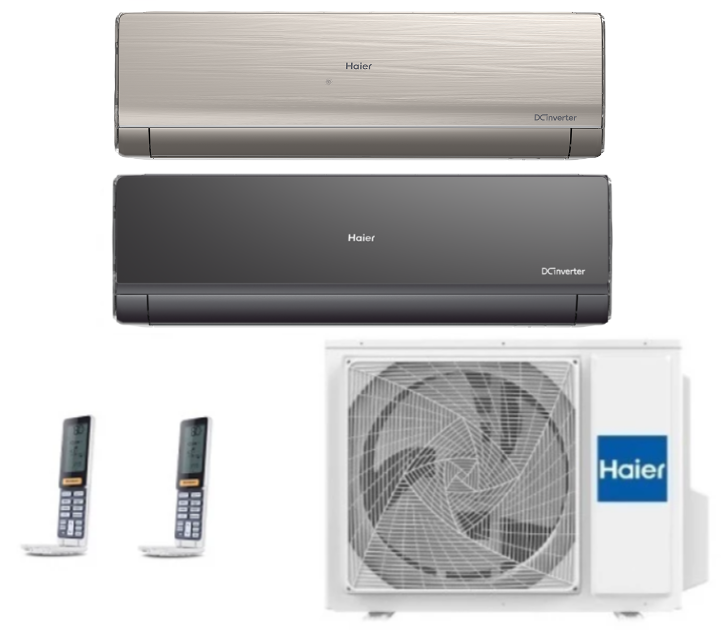 Мульти сплит-система на 2 комнаты 25+25 м2 Haier AS09NS6ERA-G/AS09NS6ERA-B/2U40S2SM1FA Lightera Super Match