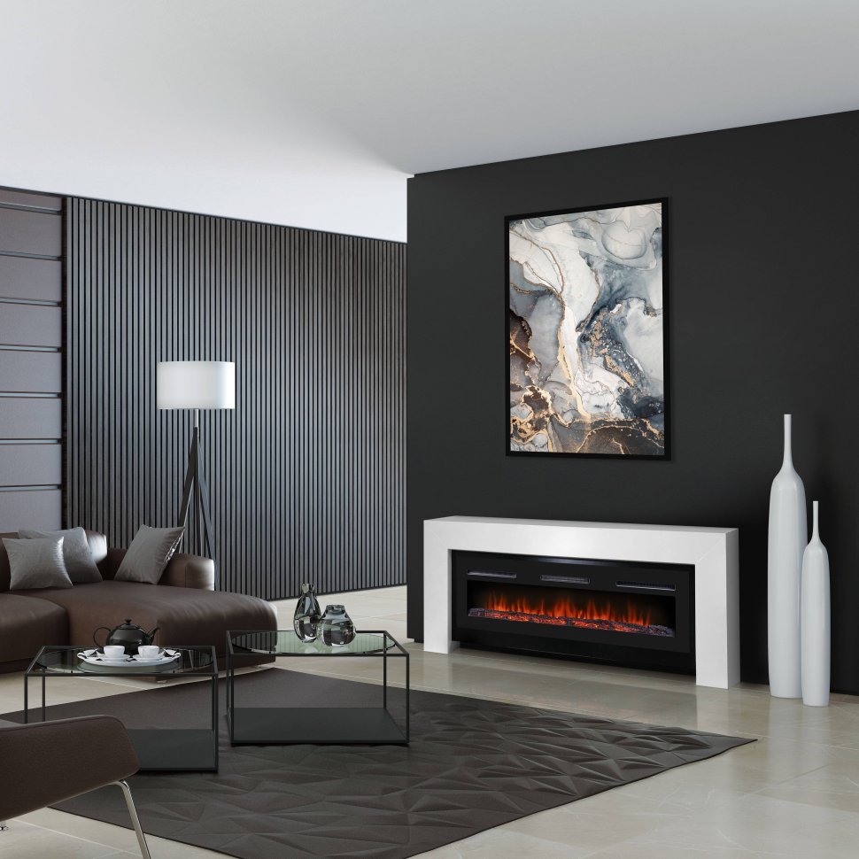 Каминокомплект Firelight Suprema Long с очагом Electrolux Infinity EFP/P-1600ULS белый/черный