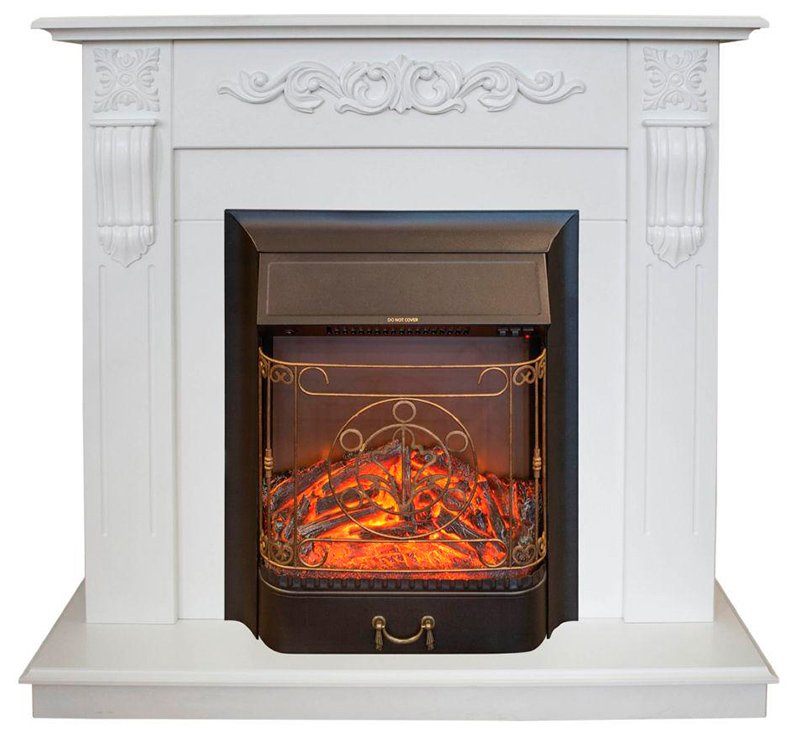 Каминокомплект RealFlame Dominica STD/EUG WT с очагом Majestic Lux Black S