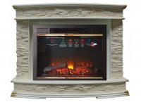 Каминокомплект Interflame Памир сланец белый с очагом Sirius 30 LED FX Brass