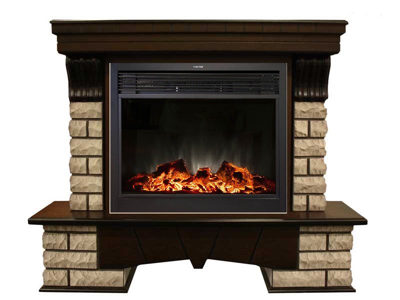 Каминокомплект RealFlame Country Rock 26 с очагом MoonBlaze LUX Black/Brass
