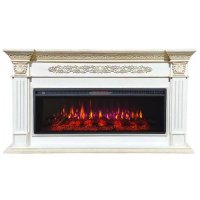 Каминокомплект Interflame Елизавета белый с золотой патиной с очагом FreeSpace 50 LED FX QZ