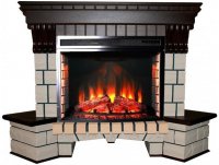 Каминокомплект Interflame Экстер темный дуб угловой с очагом Panoramic 28 LED FX