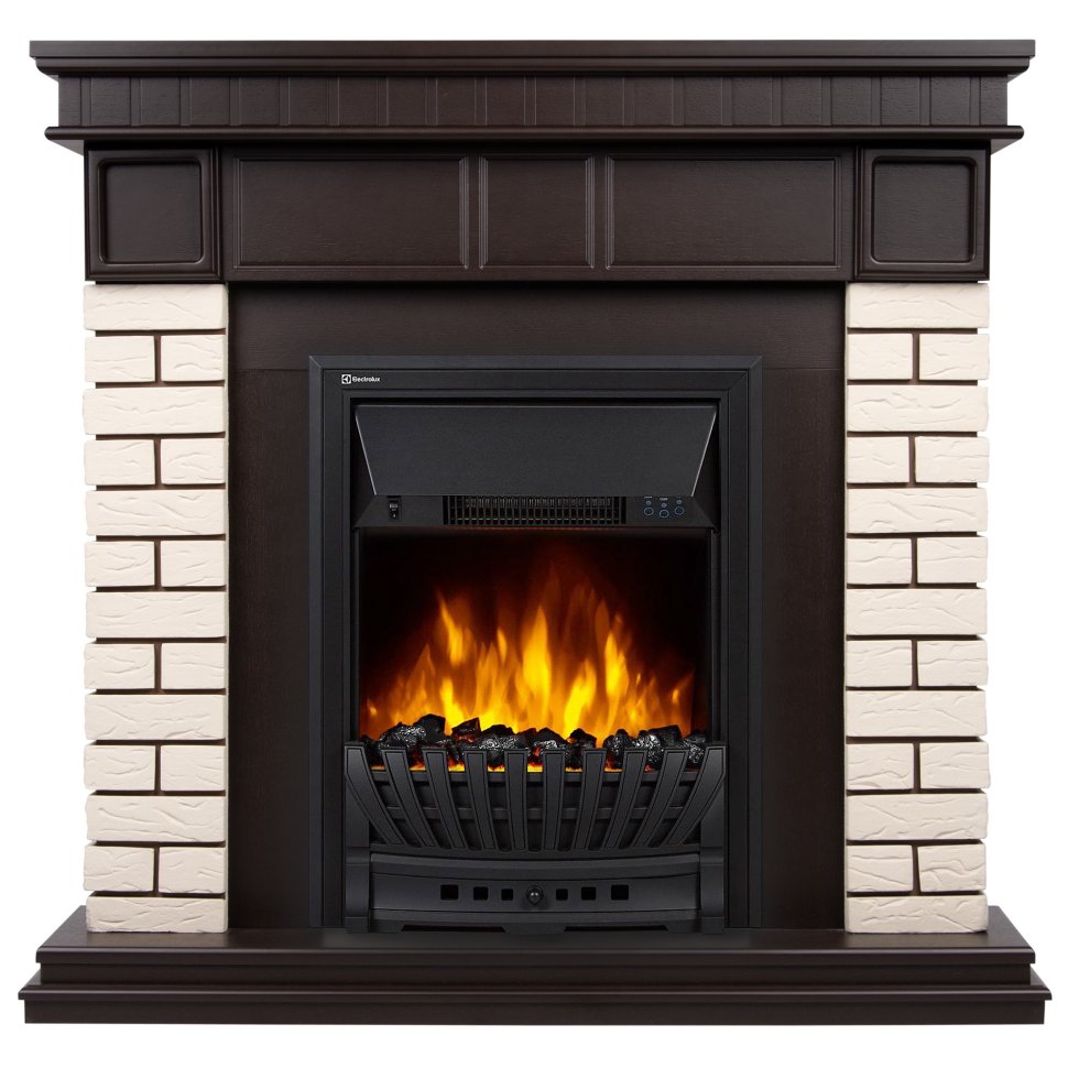 Каминокомплект Firelight Bricks Classic с очагом Electrolux EFP/P-1020LS камень бежевый/шпон темный дуб