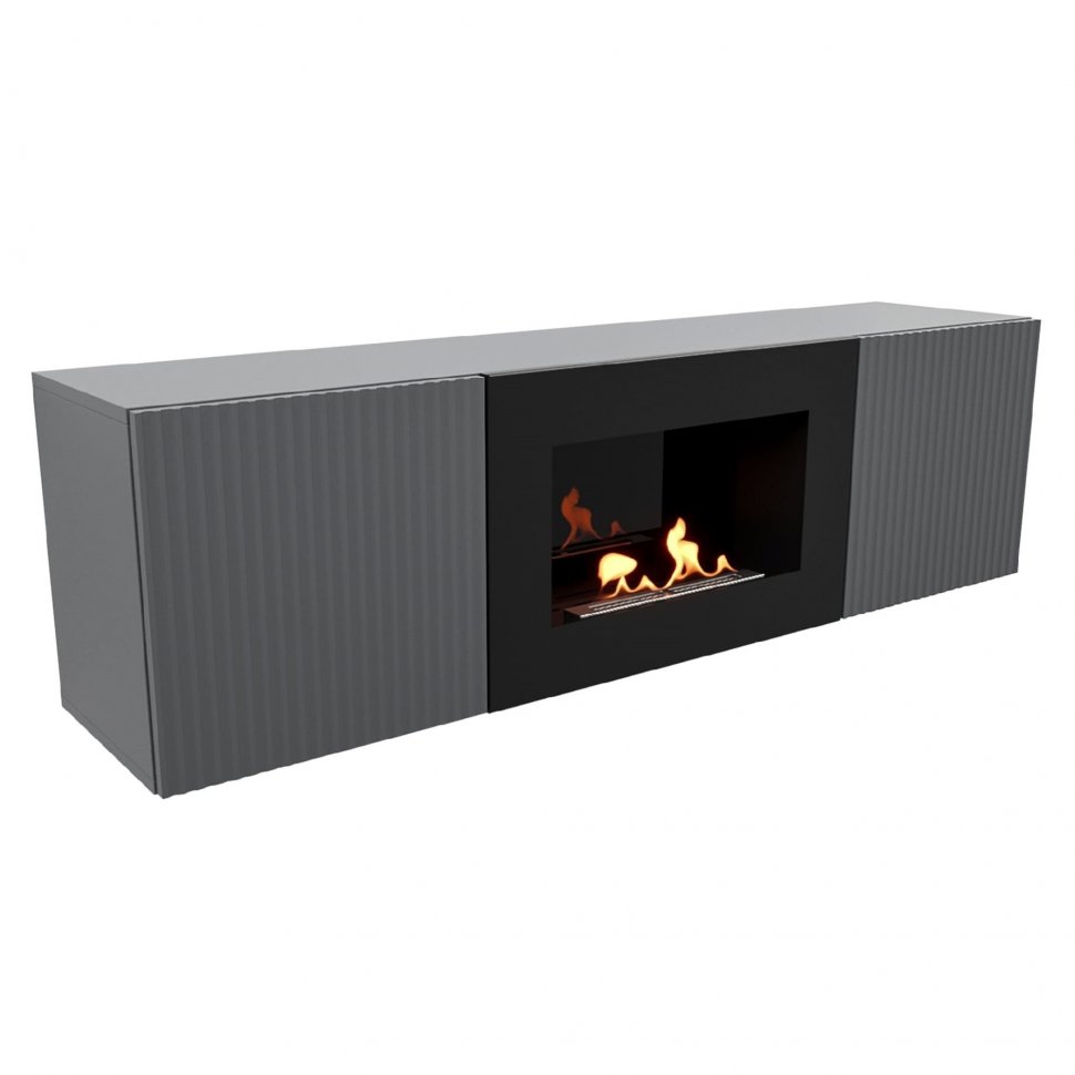 Тумба с биокамином Firelight BFP/P-1400L графит+набор керамических дров сосна