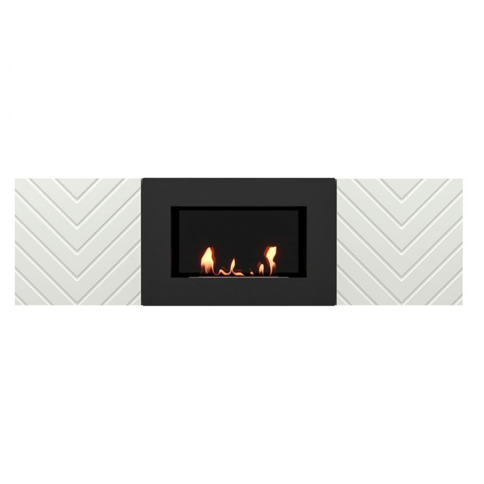 Тумба с биокамином Firelight BFP/P-1400V белый+набор керамических дров береза