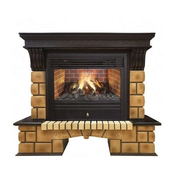 Каминокомплект RealFlame Stone Brick 26 AO с очагом 3D Novara