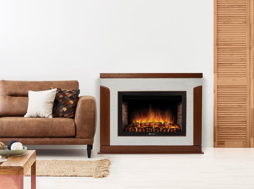 Каминокомплект Firelight Prestigio 30 с очагом Electrolux EFP/P-3020LS камень белый/шпон белый дуб