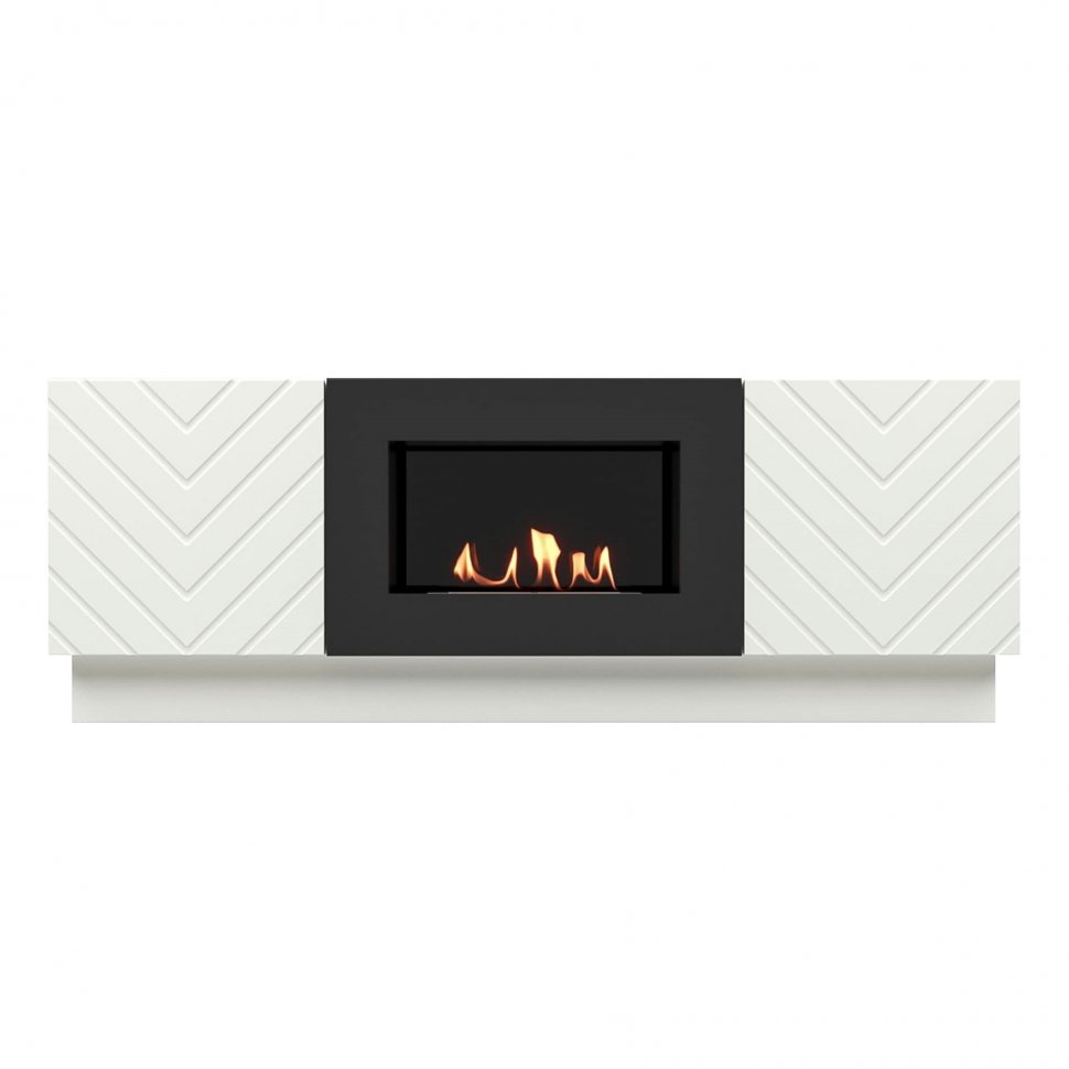 Тумба с биокамином Firelight BFP/P-1400V белый+набор керамических дров ель