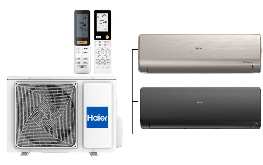 Мульти сплит-система на 2 комнаты 35+70 м2 Haier Lightera AS12NS6ERA-G+Flexis SM AS70S2SF2FA-B/3U70S2SR5FA c Wi-Fi модулем ESP32
