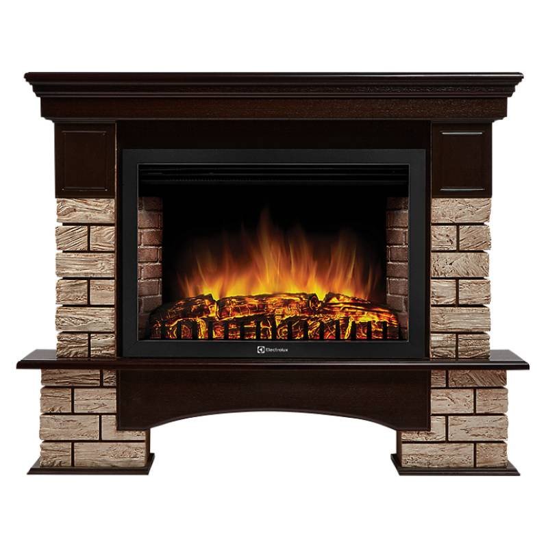 Каминокомплект Firelight Forte Wood 30 с очагом Electrolux EFP/P-3020LS камень коричневый/шпон темный дуб